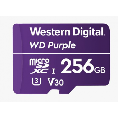 WESTERN DIGITAL WD PURPLE 256GB MICROSDXC CARD 24/7 -25°C TO 85°C WEATHER & HUMIDITY RESISTANT FOR SURVEILLANC