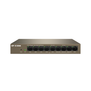 IP-COM 8PORT ( 9P) GIG ROUTER 8x POE+ MAX 95W OP TEMP -10 ~ +45 BRN METAL 51VDC INC P/S 104Hx177.5Wx26D (MM)