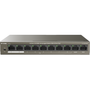 IP-COM 8PORT SW 8x POE+ PLUS 2x UPLINK(100M) MAX 63W 1.6Gbps 148800pps L2 UNMANAGED OP TEMP 0 ~ +45 BRN METAL