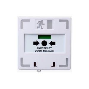 RESETTABLE EMERGENCY DOOR RELEASE WHITE WITH LED/BUZZER 3 X SPDT 93HX 90WX 64D (MM) 12/24VDC