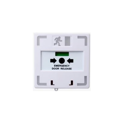 RESETTABLE EMERGENCY DOOR RELEASE WHITE WITH LED/BUZZER 3 X SPDT 93HX 90WX 64D (MM) 12/24VDC